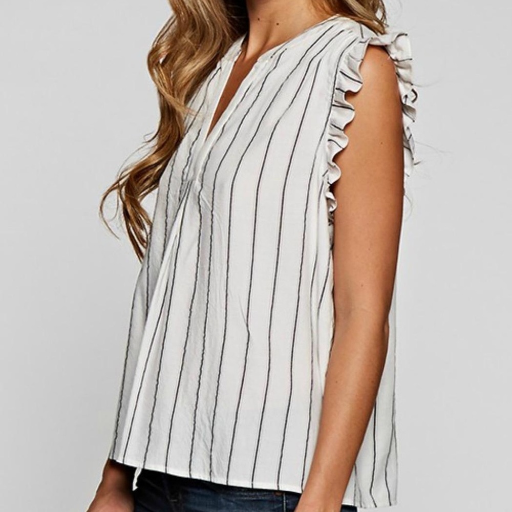 Lovestitch white and grey striped blouse
